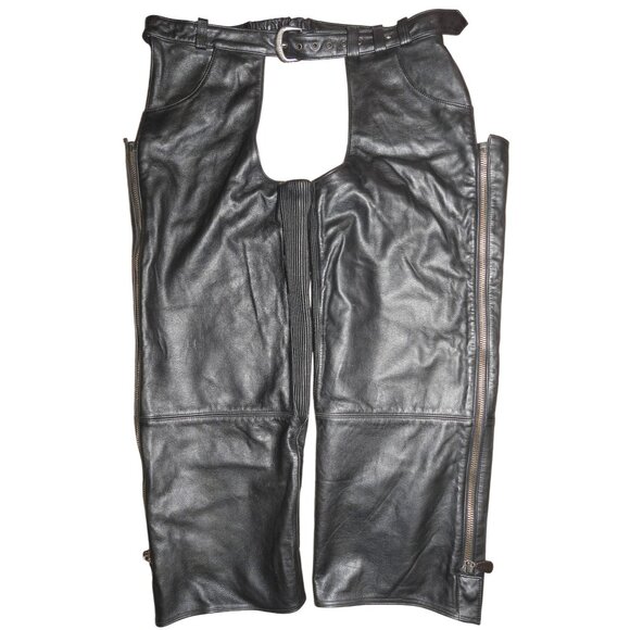 Vintage Harley Davidson Leather Motorcycle Chaps Men's XL Black